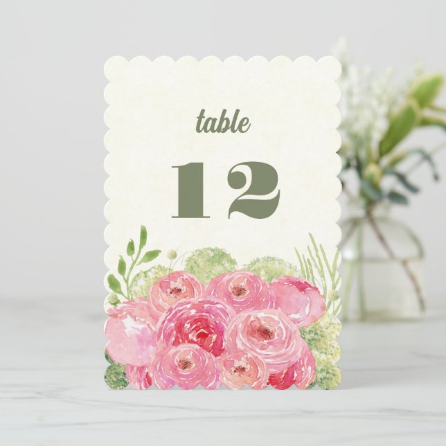 Invitation Roses roses romantiques Mariage d'aquarelle (Debout devant)