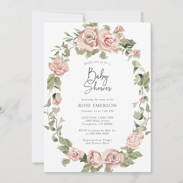 Invitation Roses roses roses Baby shower Floral (Devant)