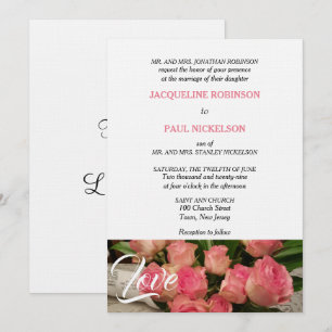 Invitation Roses roses roses élégantes Amour rose blanc