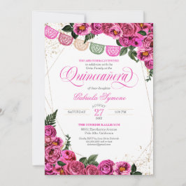 Invitation Roses roses roses élégantes Fiesta Floral Quinceañ