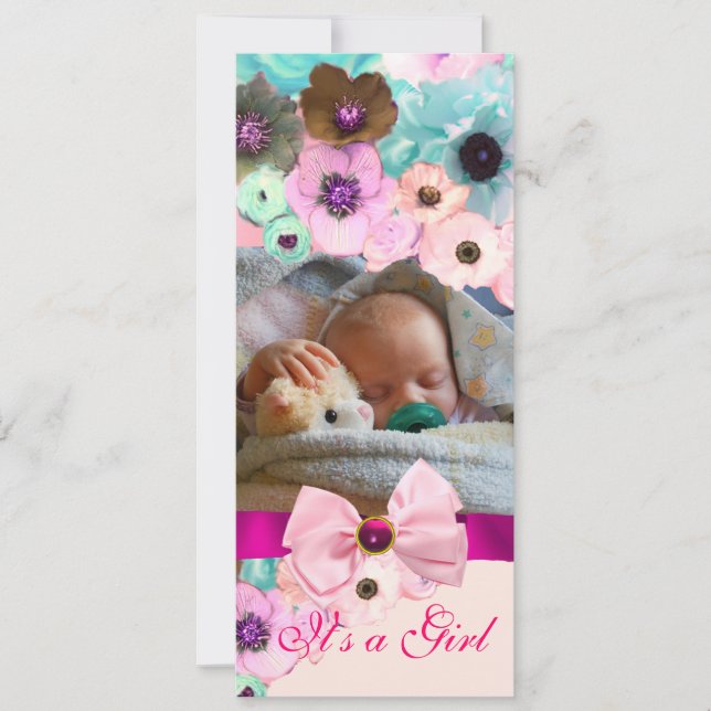 INVITATION ROSES ROSES ROSES ET BOIS, MODÈLE PHOTO BABY SHOWE (Devant)
