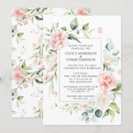 Invitation Roses roses roses et Mariage floral à cadre d'Euca