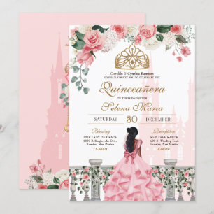 Invitation Roses roses roses et or princesse Fairytale Quince