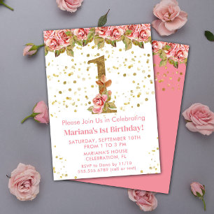 Invitation Roses roses roses Floral 1er anniversaire