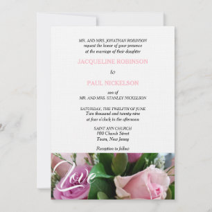 Invitation Roses Roses Roses Mariage d'Amour Rose Clair