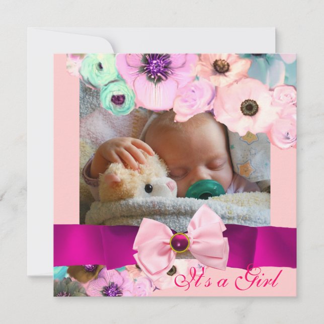 INVITATION ROSES ROSES ROSES ROSES ET MODÈLE PHOTO BABY SHOWE (Devant)