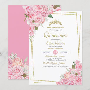 Invitation Roses Roses Roses Roses Roses Or Tiara Quinceanera