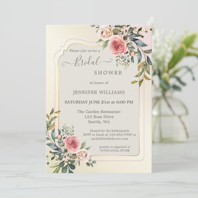 Invitation Roses Roses Roses Roses Roses Roses Aquarelle Invi (Debout devant)