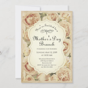 Invitation Roses roses roses roses Vintages Fête des mères fl