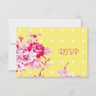 Invitation Roses Roses Roses Sur Réception Mariage Jaune RSVP