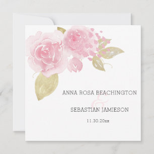 Invitation ** Roses roses - RSVP QR Gold Floral AR15 Mariage