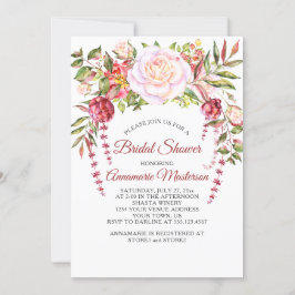 Invitation Roses roses sauvages Fête des mariées verdoyante