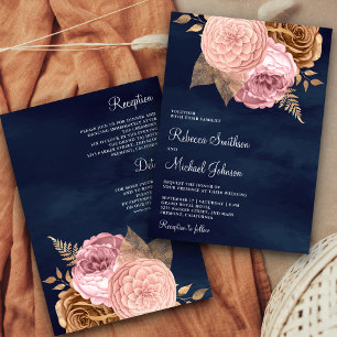 Invitation Roses roses terreuses floral marine robe de mariée