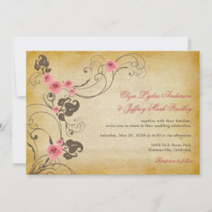 Invitation Roses roses Vintages Florales Rustiques Mariage In