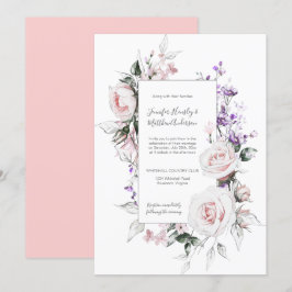 Invitation Roses roses violettes Fleurs sauvages Mariage de c