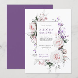 Invitation Roses roses violettes Fleurs sauvages Mariage de c