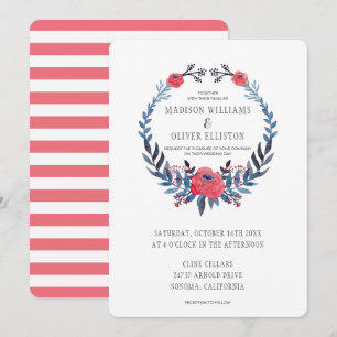 Invitation Roses rouges d'aquarelle florale de Boho