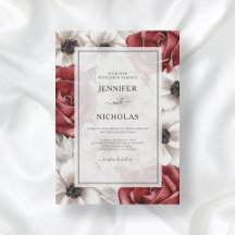 Roses rouges de Bourgogne blanc Anémone Mariage fl