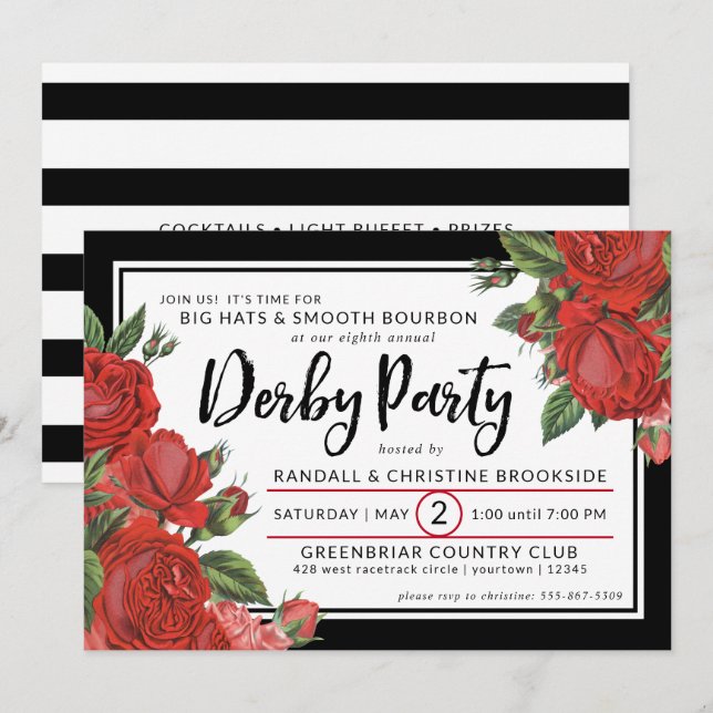 Invitation Roses rouges | Derby Party Classic (Devant / Derrière)
