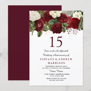 Invitation Roses rouges et blanches de Bourgogne pour les 15 