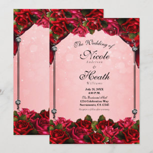 Invitation Roses Rouges et Glamour Rose Mariage
