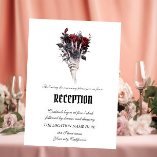 Invitation Roses rouges gothiques Squelette