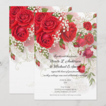 Roses Rouges & Gypsophile Élégant Mariage Floral