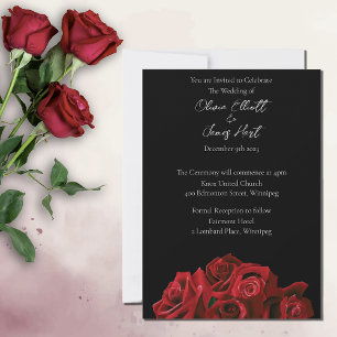 Invitation Roses rouges Noir blanc