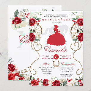 Invitation Roses rouges Ouest Mariachi Charro Quinceañera