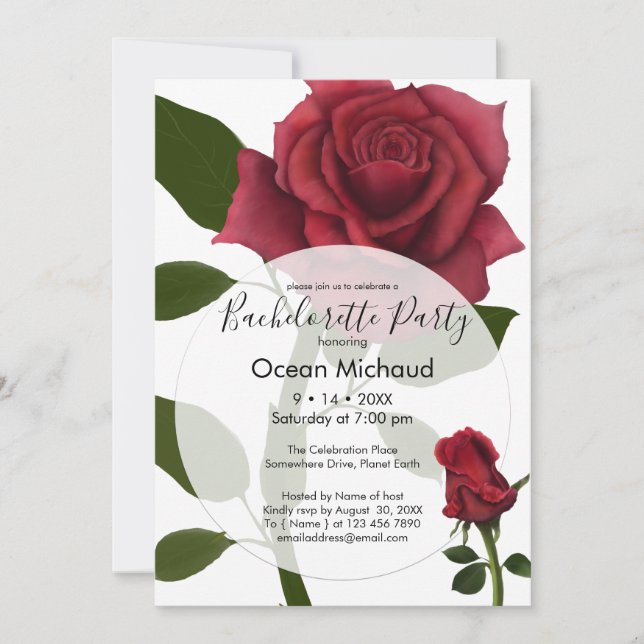 Invitation Roses rouges peintes | Blanc (Devant)