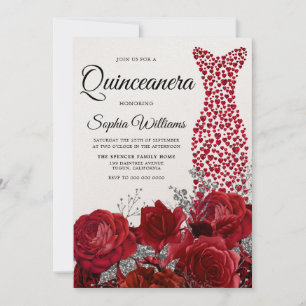 Invitation Roses rouges Roses rouges Quinceanera
