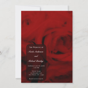 Invitation Roses rouges souples et crémeuses Élégant Mariage 