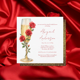 Invitation Roses Rouges sur Glamour de Mariage Cérémonie de F