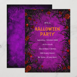 Invitation Roses rouges Vins noirs Parchemin pourpre Hallowee