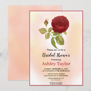 Invitation Roses rousses Bourgogne Rouge Rose Fête des mariée