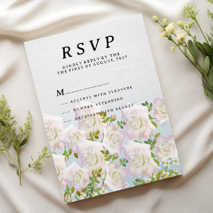 Invitation Roses rustiques à la menthe rose bois blanc RSVP