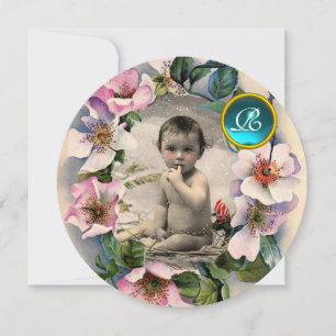Invitation Roses SAUVAGE, STORK GARY MODÈLE PHOTO BABY SHOWER