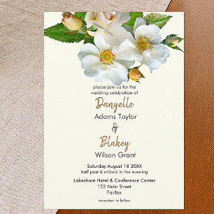 Invitation Roses Sauvages Blancs Sur Mariage Moderne Ivoirien