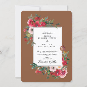 Invitation Roses sauvages et couleur Caramel Café