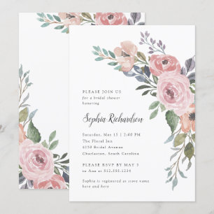 Invitation Roses subtils d'aquarelle Fête des mariées
