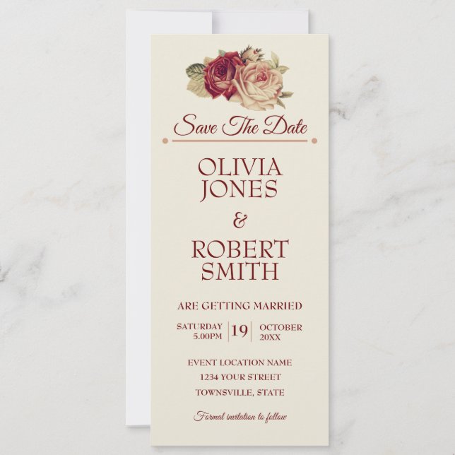 Invitation Roses vintages (Devant)