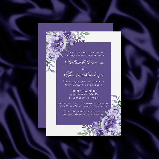 Invitation Roses violets | Elégante aquarelle florale Boho (Créateur téléchargé)