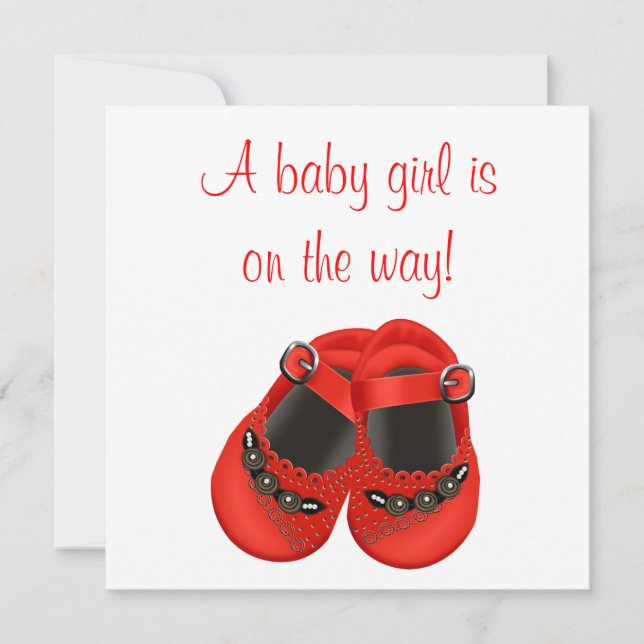 Invitation Rosettes rouges Chaussures bébé Rouge Baby Girl Do (Devant)