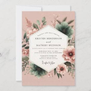 Invitation Rosewood Teal Mariage Painterly