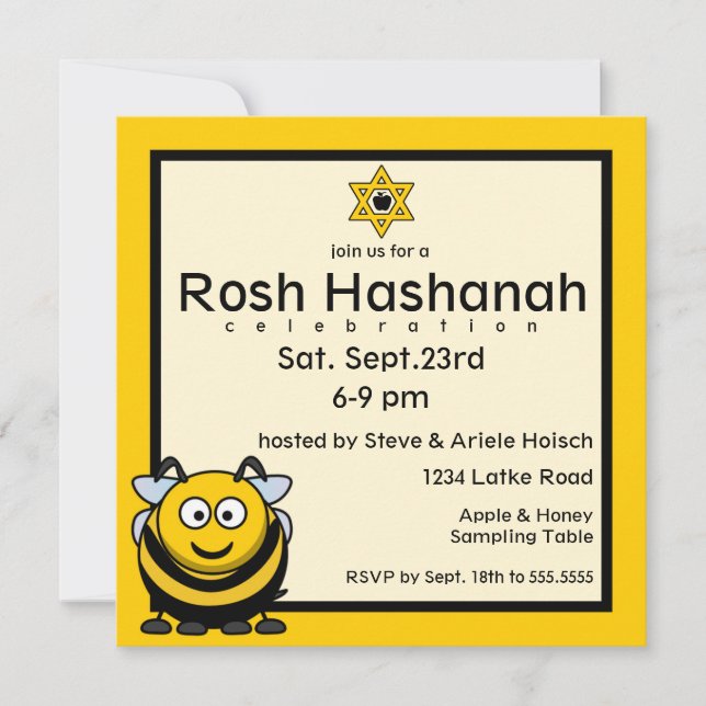Invitation Rosh Hashanah Bee Star de David (Devant)