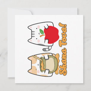 Invitation Rosh Hashanah kawaii Chats - Nouvel An juif