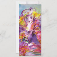 ROSINA / DAME AVEC ROSE ET PARROT Bleu rose