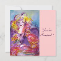 ROSINA / DAME AVEC ROSE ET PARROT Bleu rose