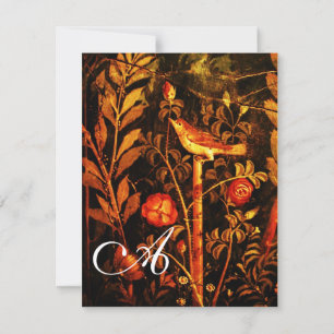 Invitation ROSSIGNOL AVEC MONOGRAMME DE ROSES, Rouge Noir Jau