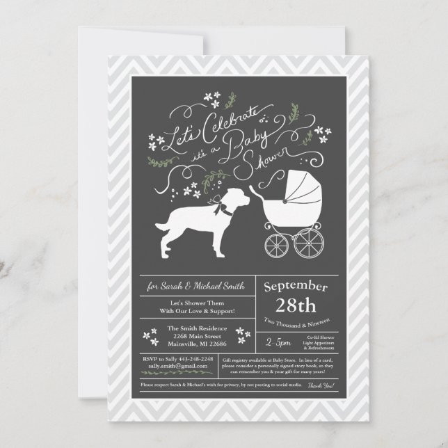 Invitation Rottweiler Chien Baby shower Genre Neutre Rotation (Devant)